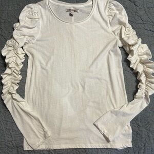 Free People Cream Ruched Blouse